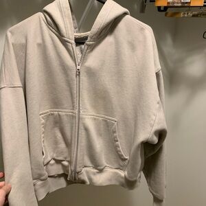 TNA boxy Zip-Up Hoodie Heathered marble liliac size XL